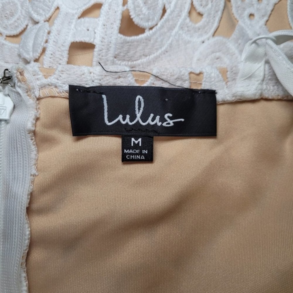 Lulus Perfect Love White and Nude Lace Mini Dress size medium - Picture 10 of 13